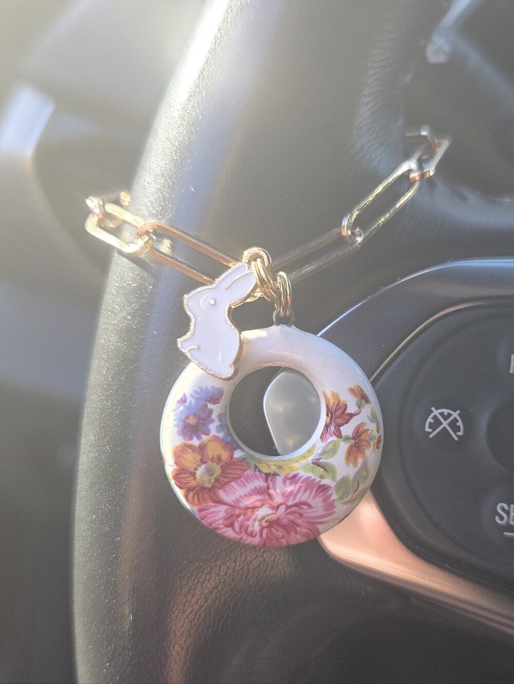 Floral Bunny chain drink cup bracelet